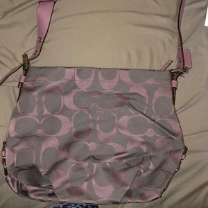 Coach purple and gray sling purse.